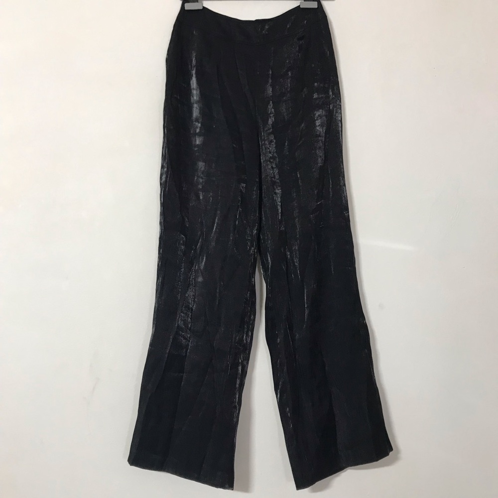 Vintage shiny shimmery black wide legs pants trousers